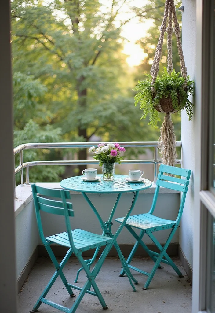 18 Cozy Balcony Furniture Ideas That Will Maximize Your Small Space (Get Ready for #6!) - 1. Folding Bistro Set 1