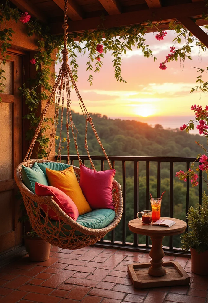 18 Cozy Balcony Furniture Ideas That Will Maximize Your Small Space (Get Ready for #6!) - 2. Hammock Chair 1