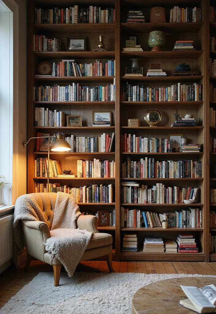 18 Cozy Living Room Ideas That'll Make Your Home Feel Like a Hug (You Won't Want to Leave #12!) - 11. Wall-to-Wall Bookshelves 1