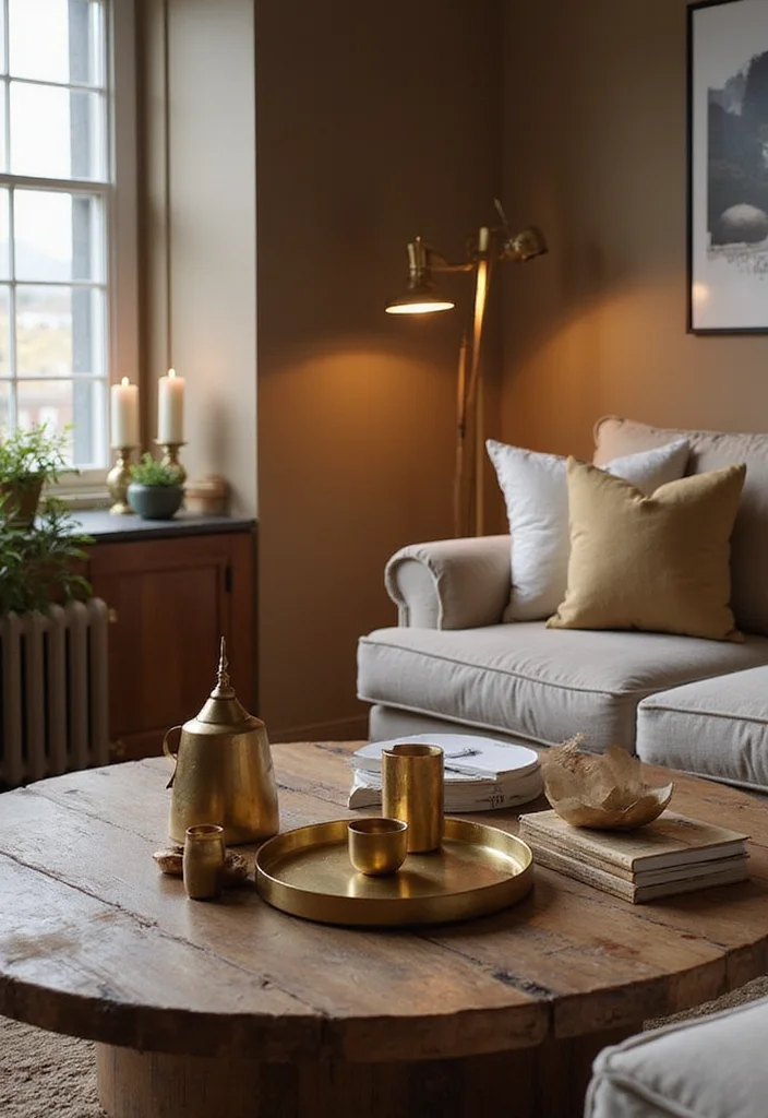 18 Cozy Living Room Ideas That'll Make Your Home Feel Like a Hug (You Won't Want to Leave #12!) - 9. Accents with Warm Metals 1