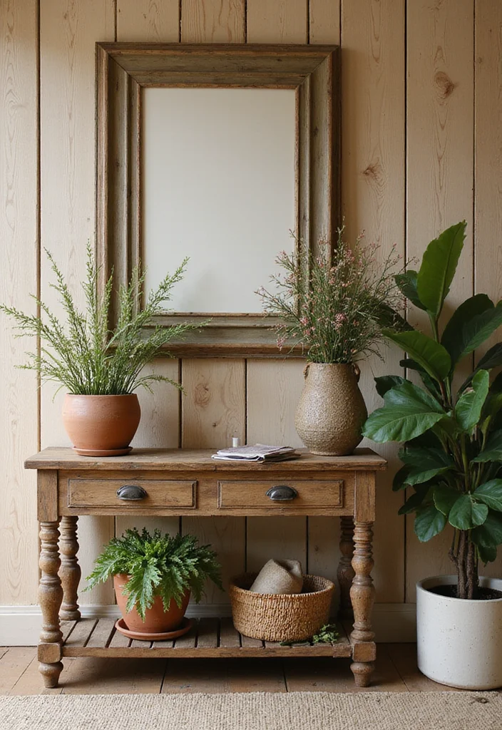 How to Create a Welcoming Rustic Entryway with the Perfect Table - 3. Incorporate Greenery 1