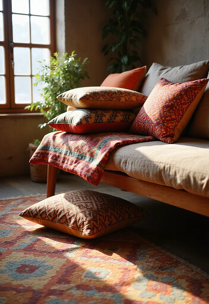 15 Stunning Afrohemian Decor Ideas That Will Transform Your Living Room Into a Cultural Oasis! - 1. Vibrant Textiles That Tell a Story 1