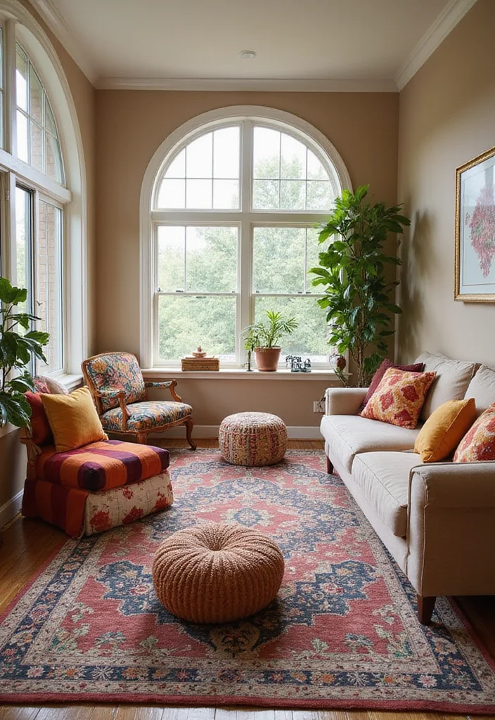 15 Stunning Afrohemian Decor Ideas That Will Transform Your Living Room Into a Cultural Oasis! - 10. Global-Inspired Furniture Arrangement 1