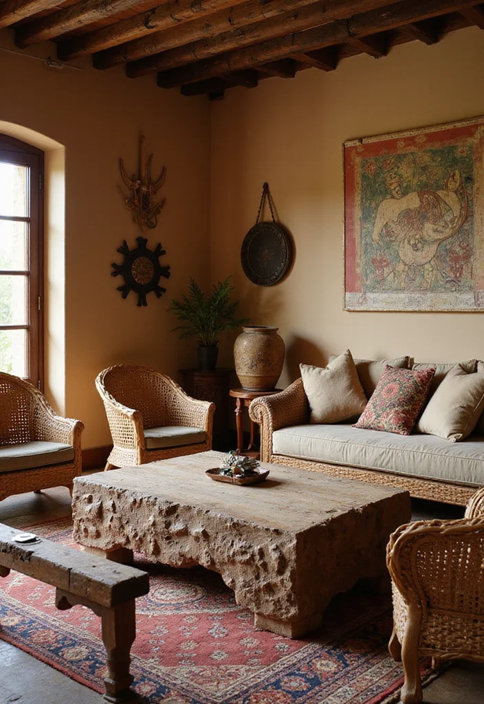 15 Stunning Afrohemian Decor Ideas That Will Transform Your Living Room Into a Cultural Oasis! - 2. Unique Handcrafted Furniture 1