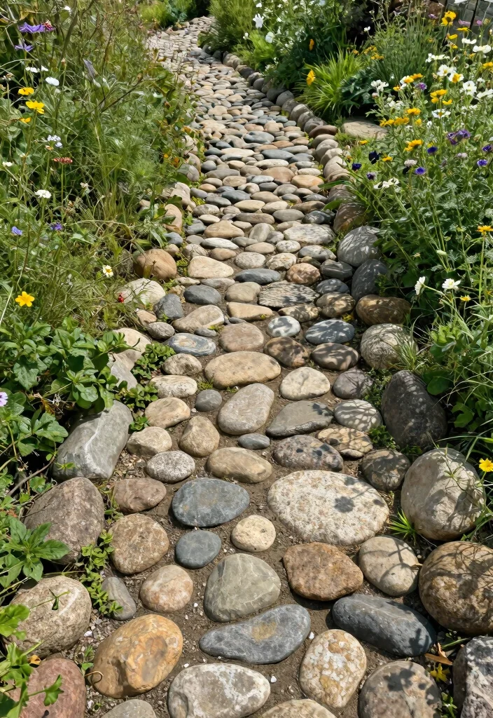 15 Stunning River Rock Path Ideas That Will Transform Your Garden into a Paradise! - 3. Rustic Charm with Mixed Stones 1