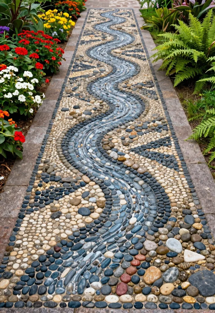 15 Stunning River Rock Path Ideas That Will Transform Your Garden into a Paradise! - 4. River Rock Mosaic Designs 1