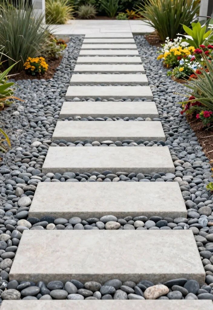15 Stunning River Rock Path Ideas That Will Transform Your Garden into a Paradise! - 6. Minimalist River Rock Lines 1