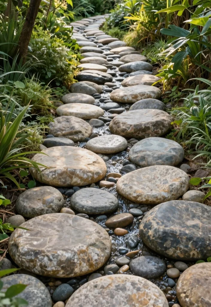 15 Stunning River Rock Path Ideas That Will Transform Your Garden into a Paradise! - 7. Functional Garden Paths with Drainage 1